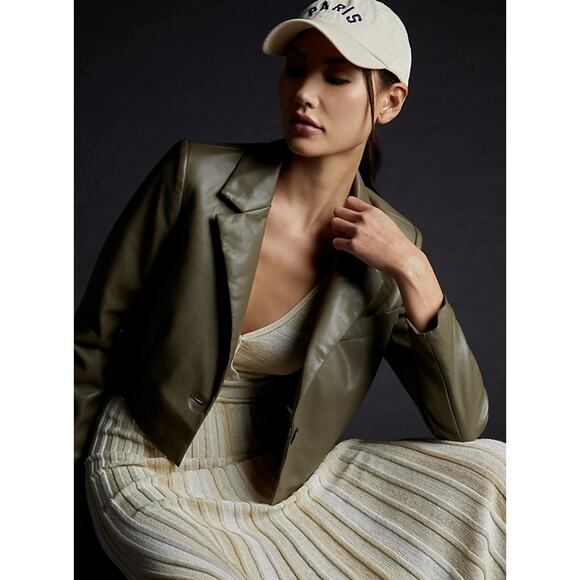 Anthropologie Avec Les Filles Cropped Vegan Faux Leather Jacket